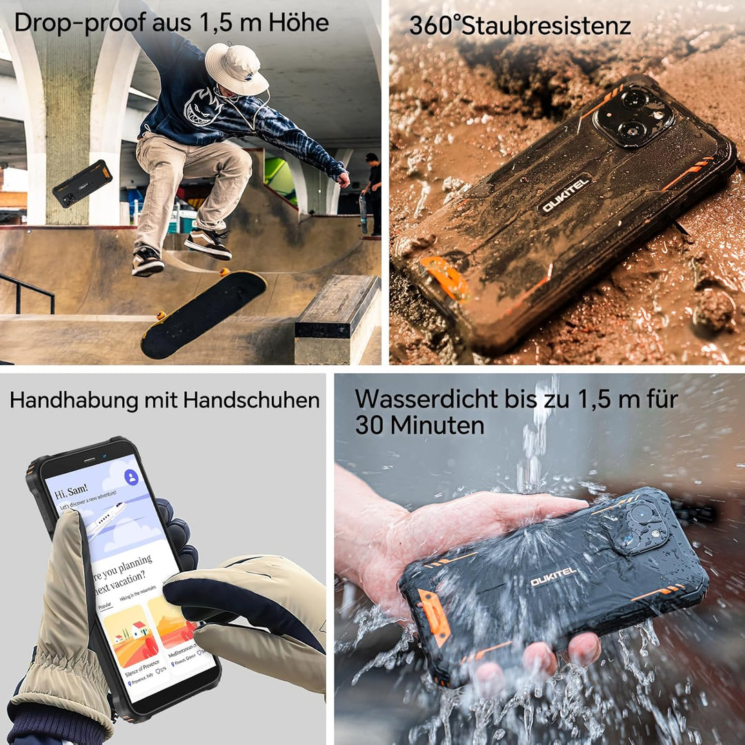 OUKITEL WP32 Android 13 Outdoor Handy 12GB+128GB (1TB Erweiterbar) Rugged Smartphone Ohne Vertrag 5,