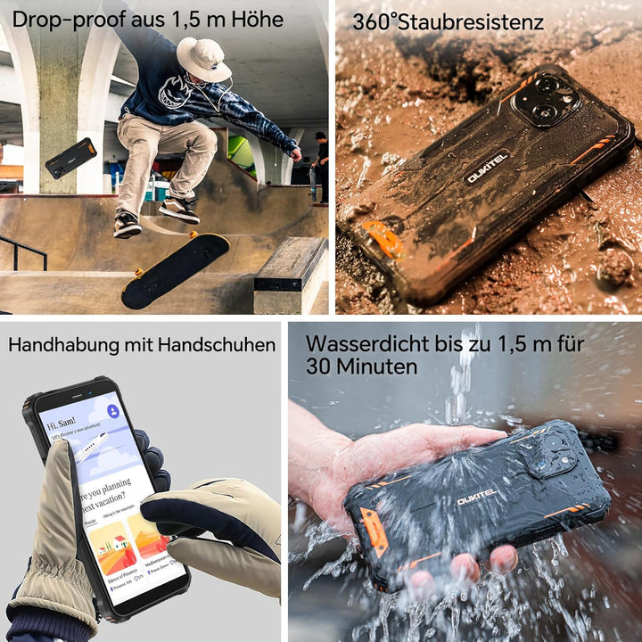 OUKITEL WP32 Android 13 Outdoor Handy 12GB+128GB (1TB Erweiterbar) Rugged Smartphone Ohne Vertrag 5,