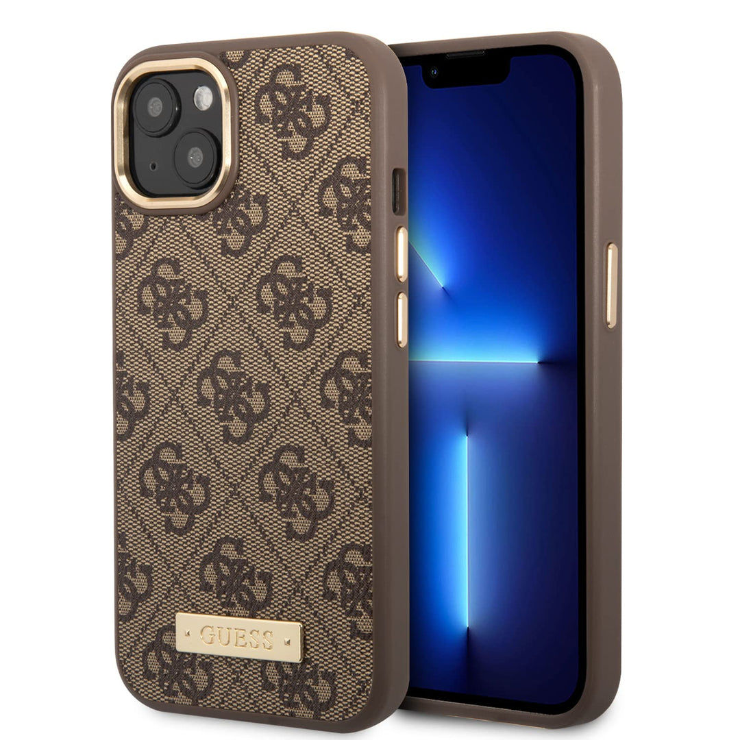 GUESS GUHMP14MU4GPRW Hülle für iPhone 14 Plus 6,7" braun Hard case 4G Logo Plate