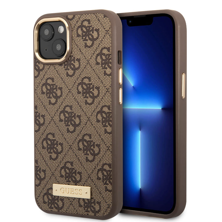 GUESS GUHMP14MU4GPRW Hülle für iPhone 14 Plus 6,7" braun Hard case 4G Logo Plate