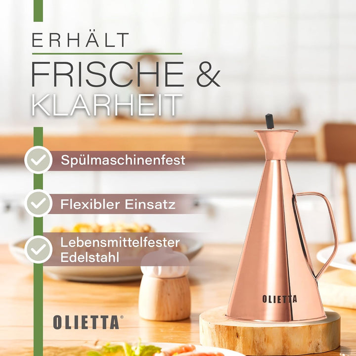 Olietta Tropf- und auslaufsichere Ölflasche aus Edelstahl - 750 ml Ölflasche mit Ausgiesser zum Ausg