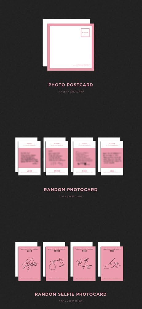 BLACKPINK Square Up 1st Mini Album (Pink Version) CD+Photobook+Lyrics Book+Photo Postcard+Photocard+