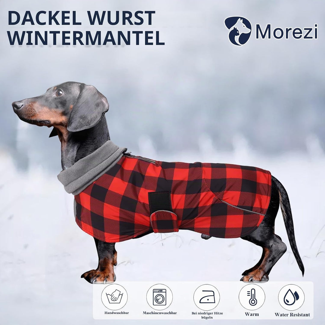 MOREZI Hundejacke ist eine wasserdichte, mit Fleece gefütterte Hundewinterjacke mit verstellbarem Gü