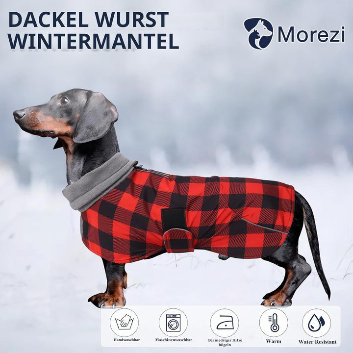 MOREZI Hundejacke ist eine wasserdichte, mit Fleece gefütterte Hundewinterjacke mit verstellbarem Gü