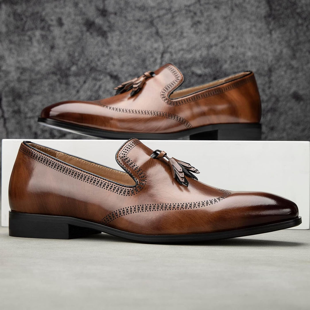 MEIJIANA Herren Mokassins Herren Elegante Schuhe Herren Casual Slip on Anzugschuhe 43 EU Braun 04, 4