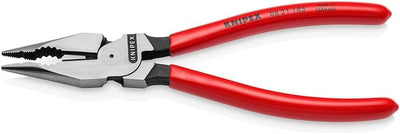 KNIPEX 08 21 185 SB Spitz-Kombizange mit Kunststoff überzogen schwarz atramentiert 185 mm