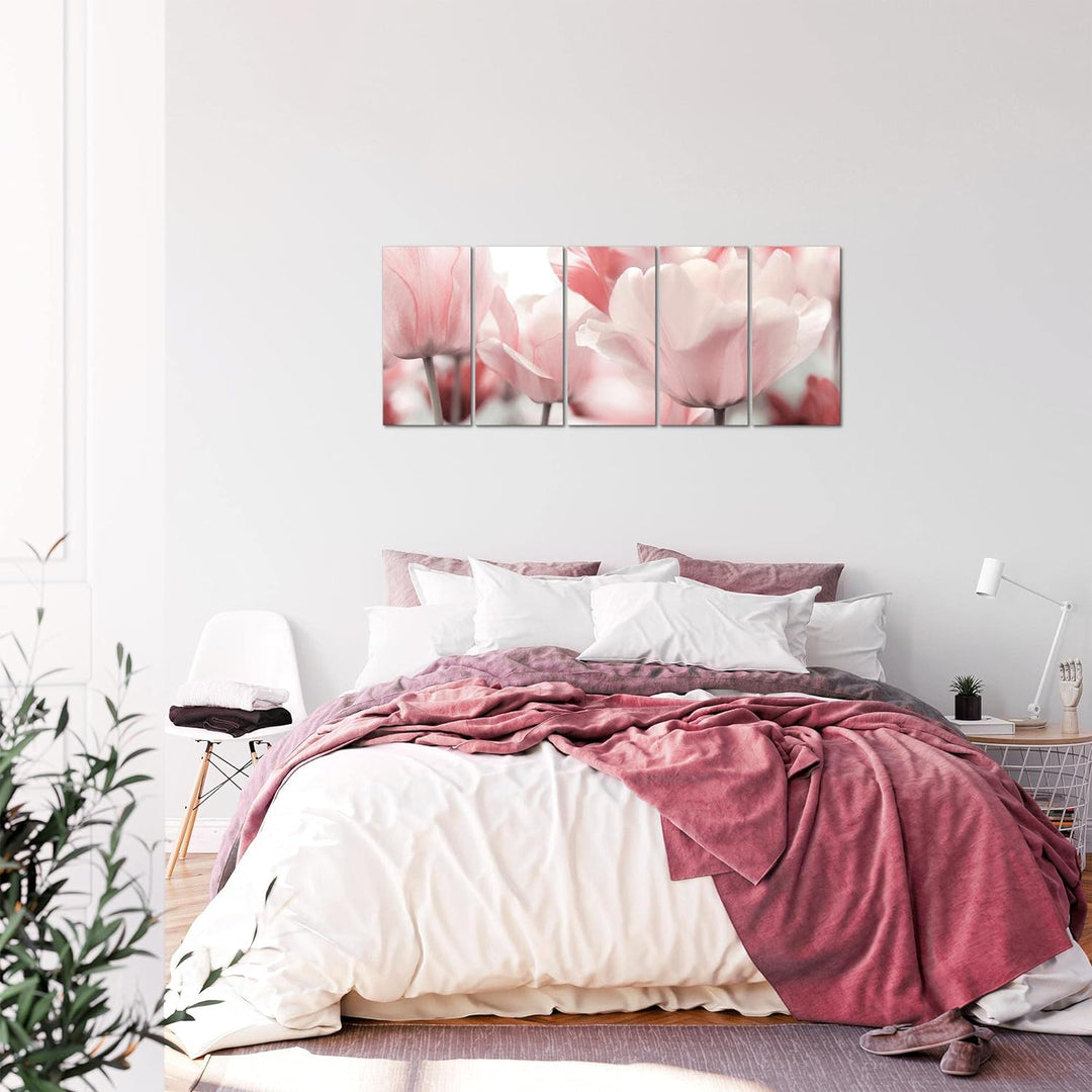 Runa Art Bild Blumen Tulpen Wandbilder auf Vlies Leinwand 5 Teilig Wanddekoration Wohnzimmer Schlafz