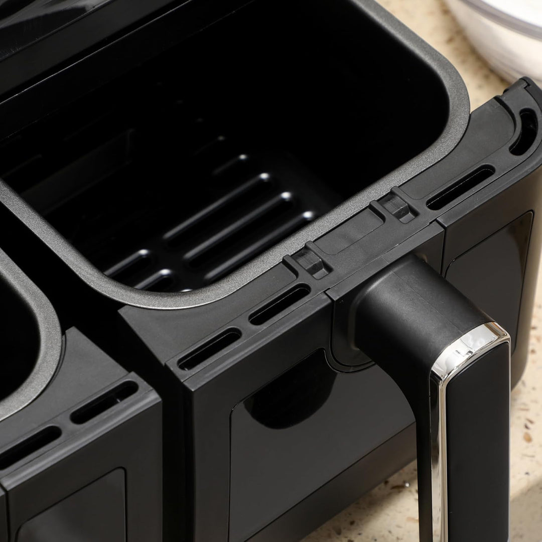 HOMCOM Dual Zone Heissluftfritteuse 8 L Airfryer 2500W mit 2 Fächer, 8 Programme, Antihaftbeschichtu