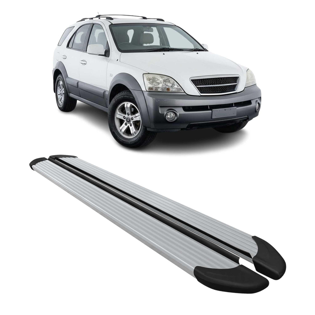 OMAC Seitenschweller Trittbretter Schweller kompatibel mit Kia Sorento 2002-2010 Aluminium Grau OPA