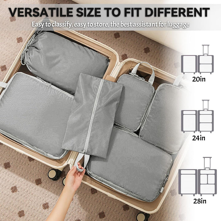 Koffer Organizer Set 8-teilig, Komprimierbaren Packwürfeln zur Organisation Ihres Reisegepäcks, Comp