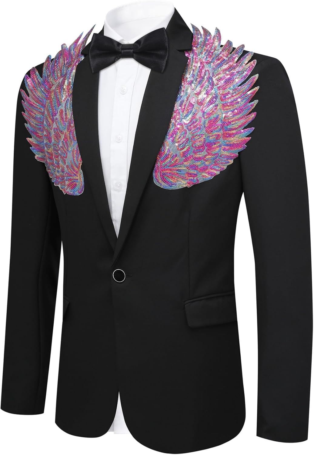 Allthemen Herren Sakko mit Pailletten Smokingjacke Glitzer Bunte Blazer für Party Abschlussball XS M