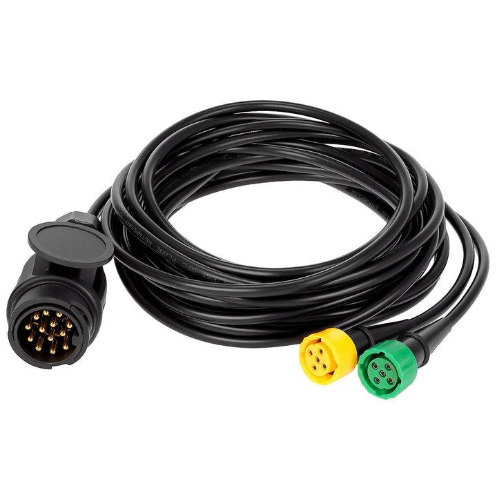 QWORK® 5 Meter Kabelsatz für Anhänger, 13-polig Stecker auf 2X 5-polig Stecker, für Anhängerbeleucht