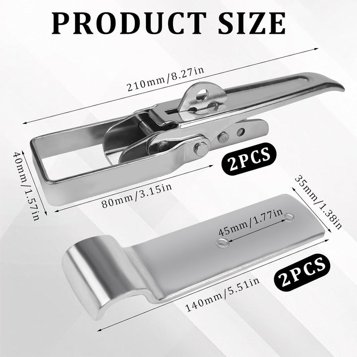 2 PCS Exzenterverschluss mit Sicherung(210mm), Spannverschluss Gross für PKW/Anhänger/Kipper, Bordwa