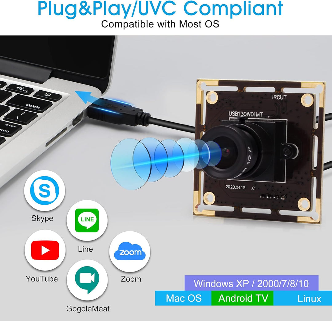 G 0.01lux USB Kameramodul 1.3mp Webcam modul Weitwinkel HD geringe Beleuchtung Webkamera,960P 3.6mm