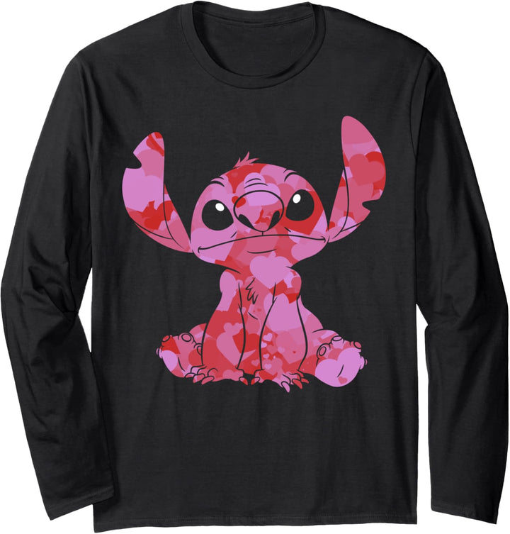 Disney Lilo & Stitch Valentinstag Stitch Heart Fill Langarmshirt