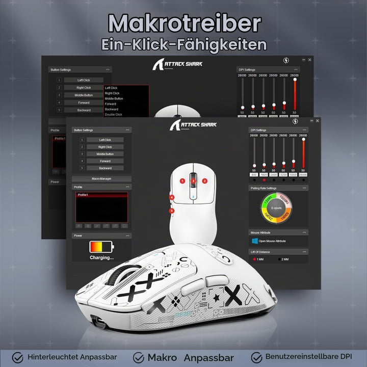 ATTACK SHARK X3 Pro 4K/8K Hz Maus, 49 g SUPERLEICHT, PixArt PAW3395 Gaming-Sensor, BT/2,4G kabellose