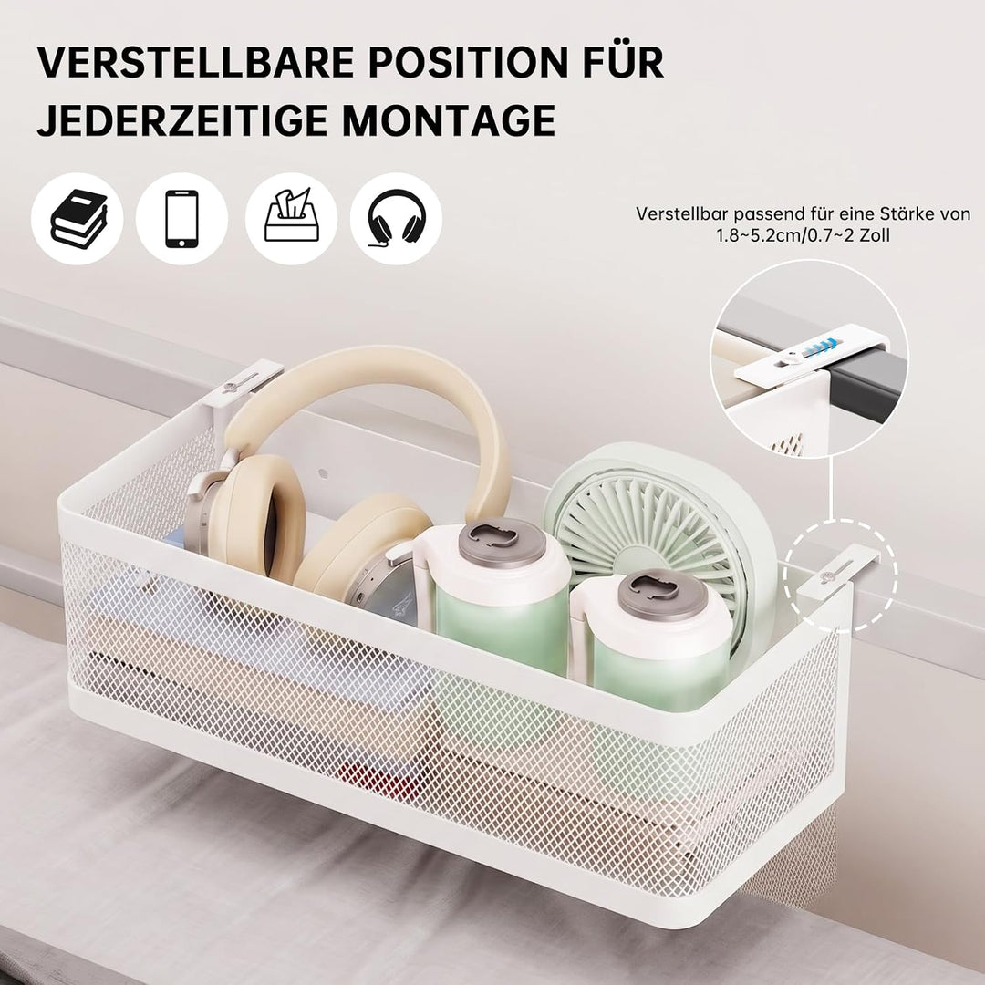 Bettablage zum Einhängen, Bett Organizer für Schlafzimmer &amp; Wohnheim, XL Weiss 35 × 13 × 10 cm, Weis