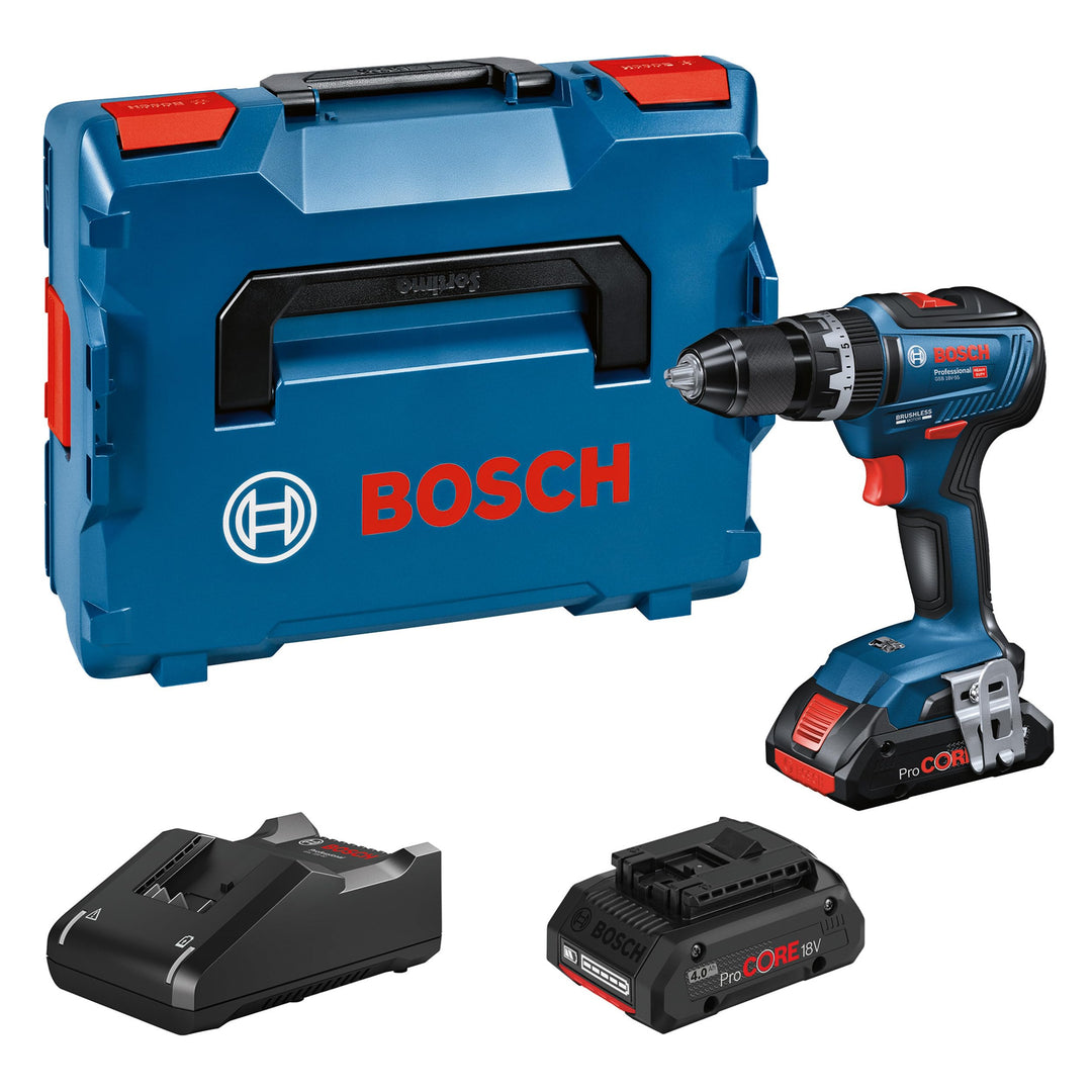 Bosch Professional Akku Schlagbohrmaschine GSB 18V-55 (2x 4,0 Ah ProCore Akku, GAL 18V-40, 18 Volt S