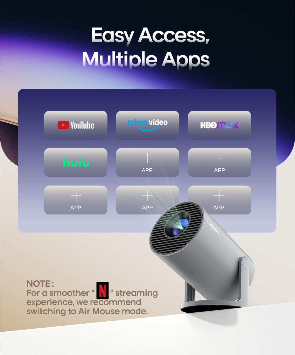 Mini Beamer 4K Unterstützt Android 11, Smart Projector 5G WiFi 6 BT 5.4, Mini Projektor Full HD 1080