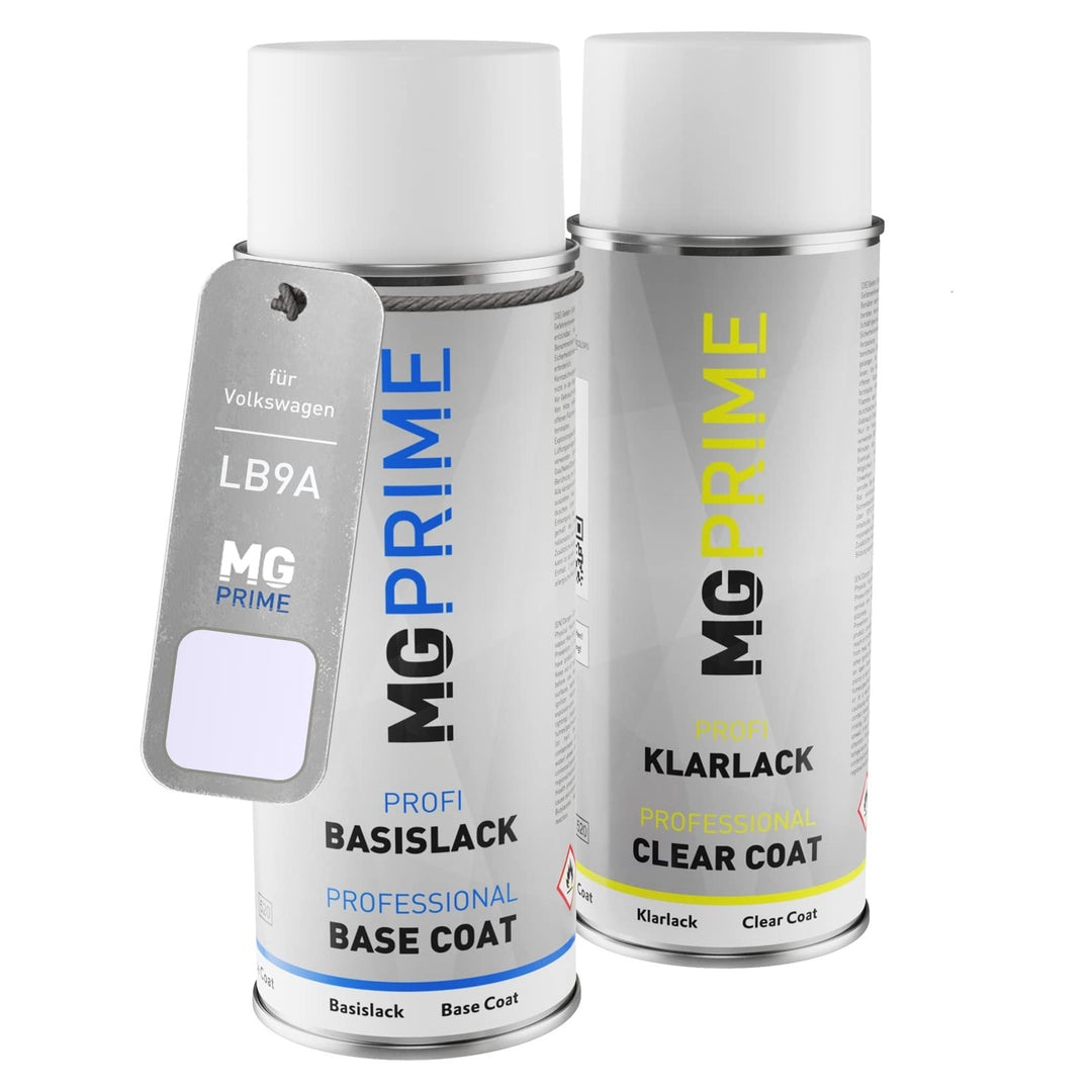 MG PRIME Autolack Sprühdosen Set für Volkswagen VW LB9A / B9A / B4 Candyweiss/Cortinaweiss Basislack