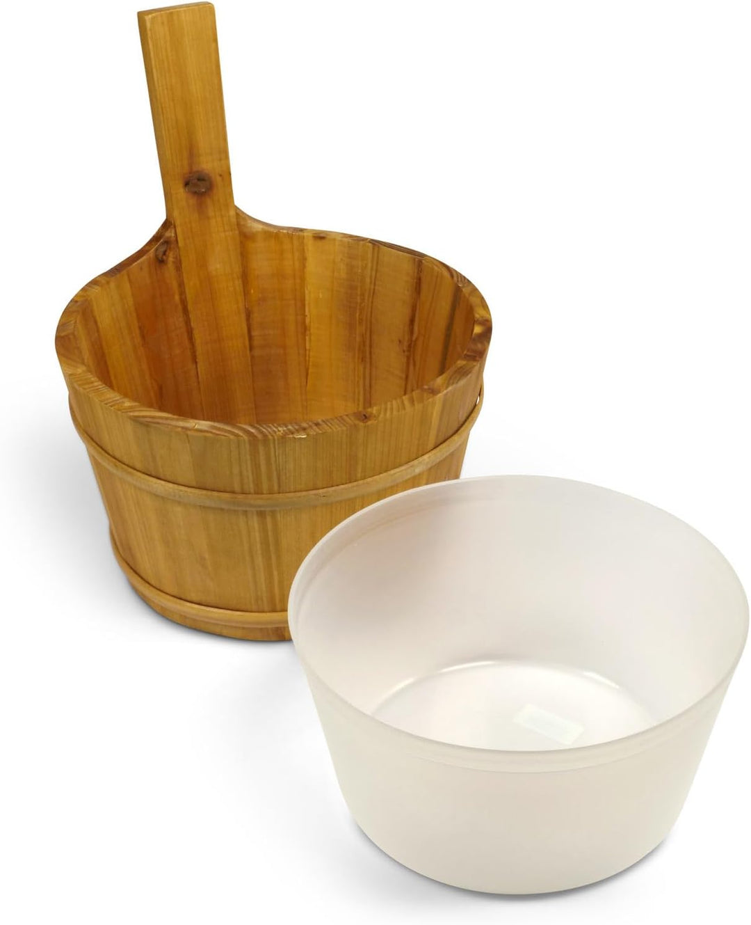 LaJa26 Sauna Kübel - 3 l - Sauna Eimer für Saunaaufguss - Fichte - Kunststoffeinsatz - Saunazubehör