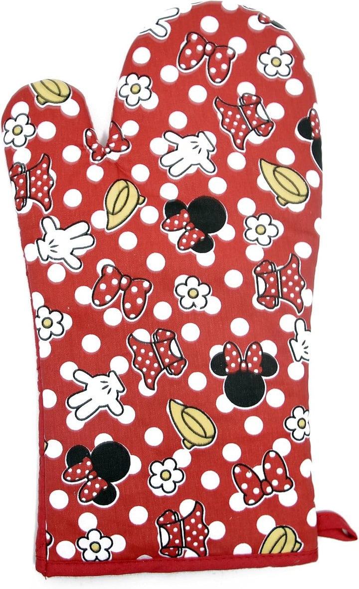 Disney Oven Mitt Pot Holder & Dish Towel 3 pc Kitchen Set (Minnie Mouse Red) Rot, Rot