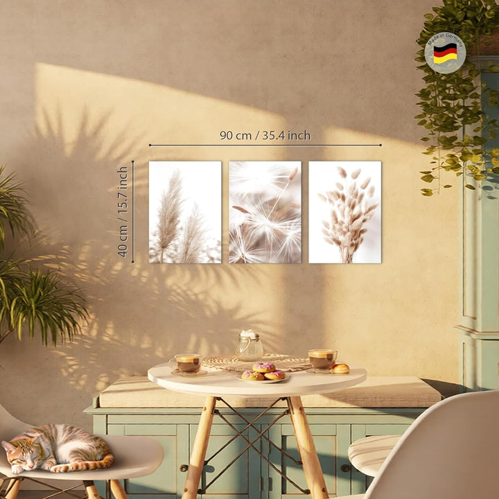 Novart FERTIG ZUM AUFHÄNGEN - Wandbilder Set Boho Style - Beige Bild XXL Wohnzimmer N008935a