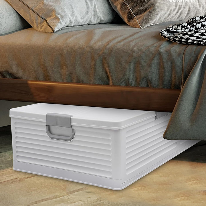 Aufbewahrungsbox, Unterbett-Aufbewahrungstasche mit weissem Deckel, Aufbewahrungsbox, Meterware, 101