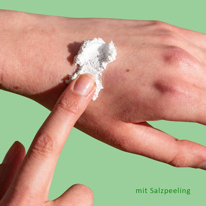 puremetics 3in1 Dusch-Fluff Limette mit Salzpeeling, 250g Duschgel, Peeling und Lotion in Einem, veg