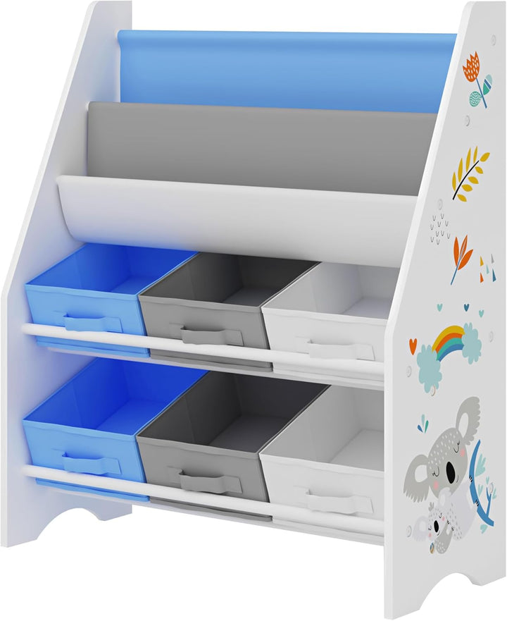 [en.casa] Kinderregal Ponteceso Bücherregal mit 2 Ablagefächern Spielzeugregal 6 Boxen Bücherkiste m