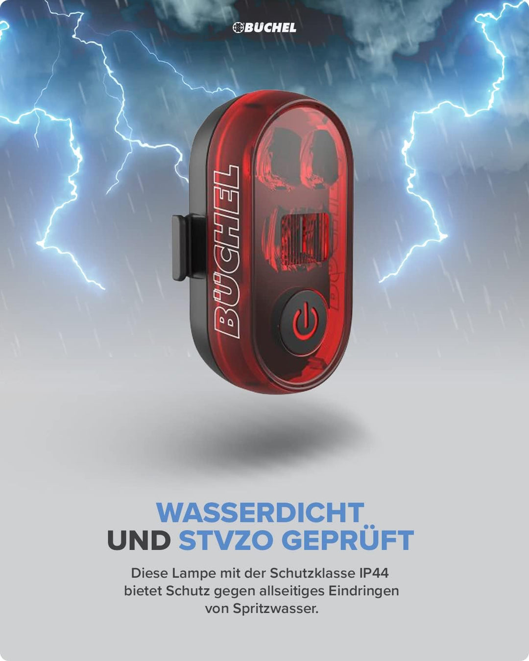 Büchel Fahrrad Rücklicht LED I Aufladbar I StVZO zugelassen I Rücklicht Fahrrad, Rücklicht Ebike, Fa