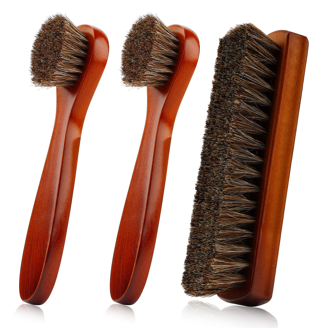 Pferdehaar Bürste,Rosshaarbürste,Schuhbürsten Set,Set of 3 Horse Hair Shoe Brushes,Lederbürste,Schuh