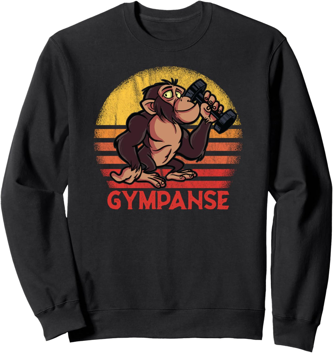 Gympanse Gym Workout Fitnessstudio Sport Hantel Affe Herren Sweatshirt