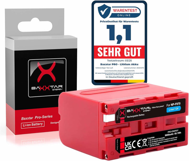 Baxxtar Pro Akku NP-F970 - LG Cells Inside (echte 7800mAh) kompatibel mit Sony NP-F980 / F970 / F750