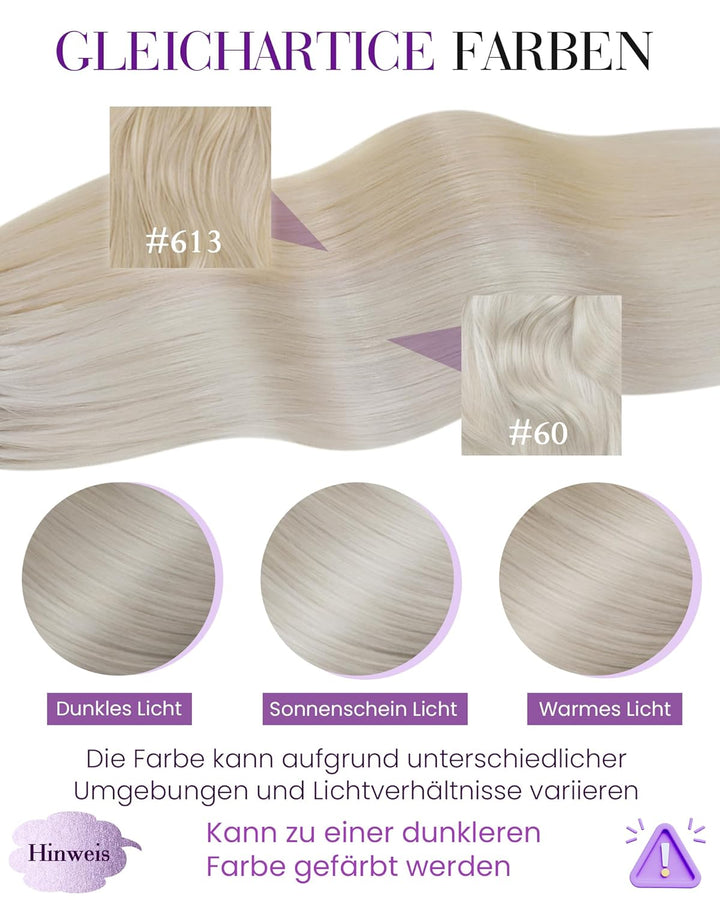 LaaVoo Microring Extensions Echthaar Blond 55cm Remy Haarverlängerung Microring Echthaar Brasilianis