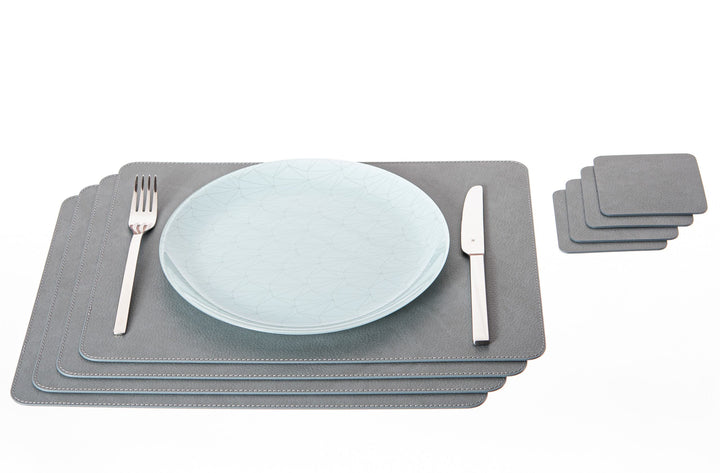 Nikalaz Platzsets und Untersetzer (4er Set) aus recyceltem Leder, Tischsets, 4 Stück Platzsets und 4