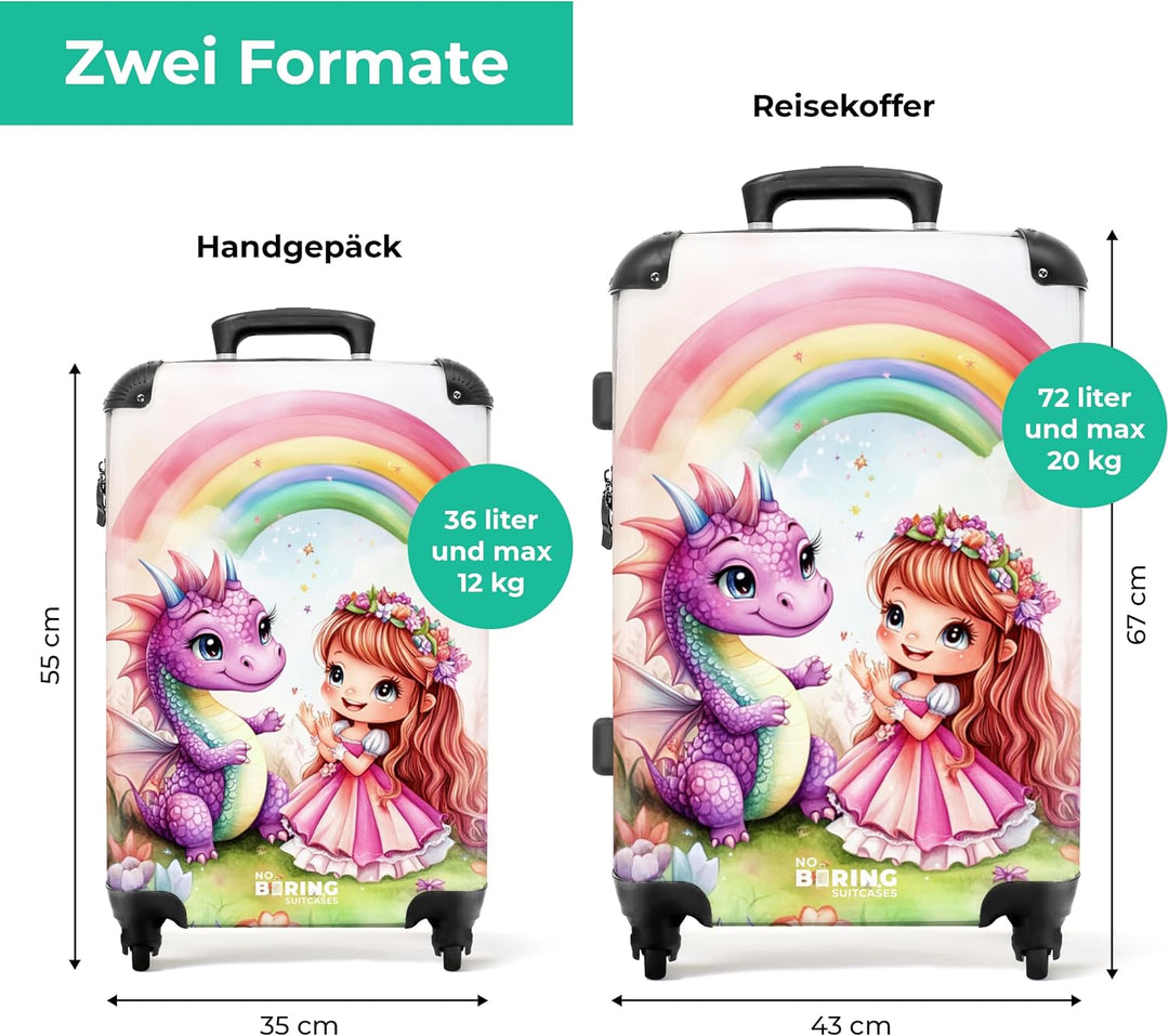 NoBoringSuitcases.com® Handgepäck Koffer Kinder 55x35x20 cm Reisekoffer Kinderkoffer 4 Rollen Leicht