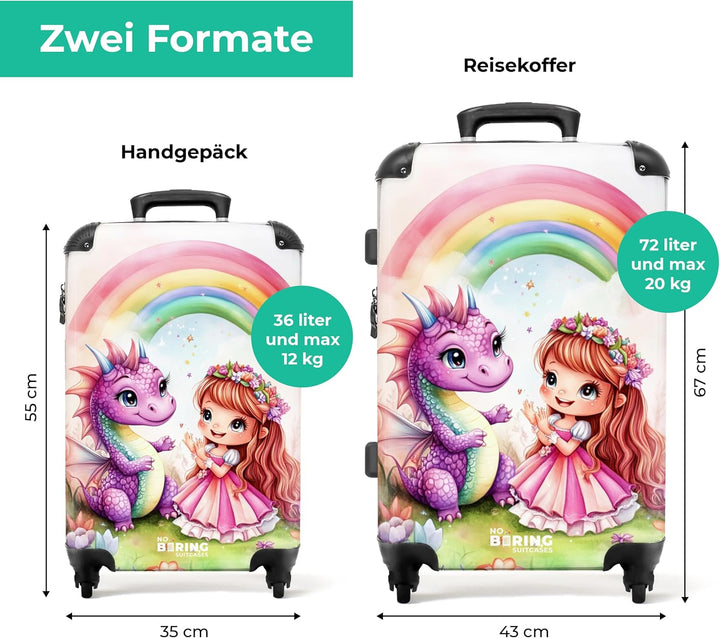 NoBoringSuitcases.com® Handgepäck Koffer Kinder 55x35x20 cm Reisekoffer Kinderkoffer 4 Rollen Leicht
