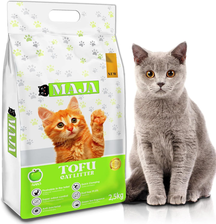 Tofu Katzenstreu mit Apfelaroma - 100% Natürliches, Bio, Premium Tofu Katzenstreu Stark klumpend für