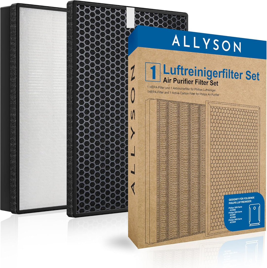 Allyson Ersatzfilter für Philips Luftreiniger AC2882, AC2887, AC2889 & AC3829 – HEPA & Aktivkohle –