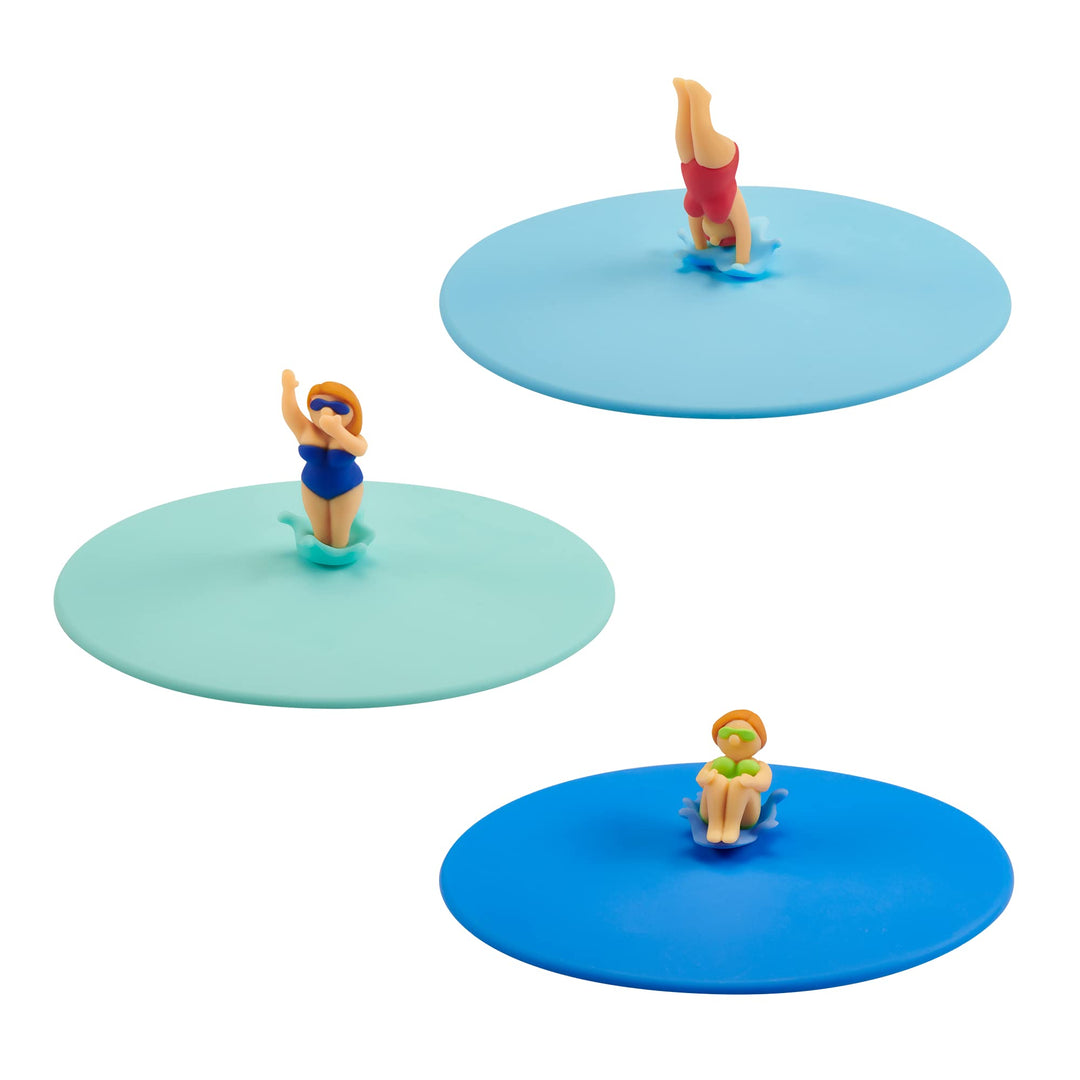 Lurch 210303 Mein Deckel Splash Girls 3er Set Glasabdeckungen aus Premium-Platin-Silikon Ø10,5cm, Bl