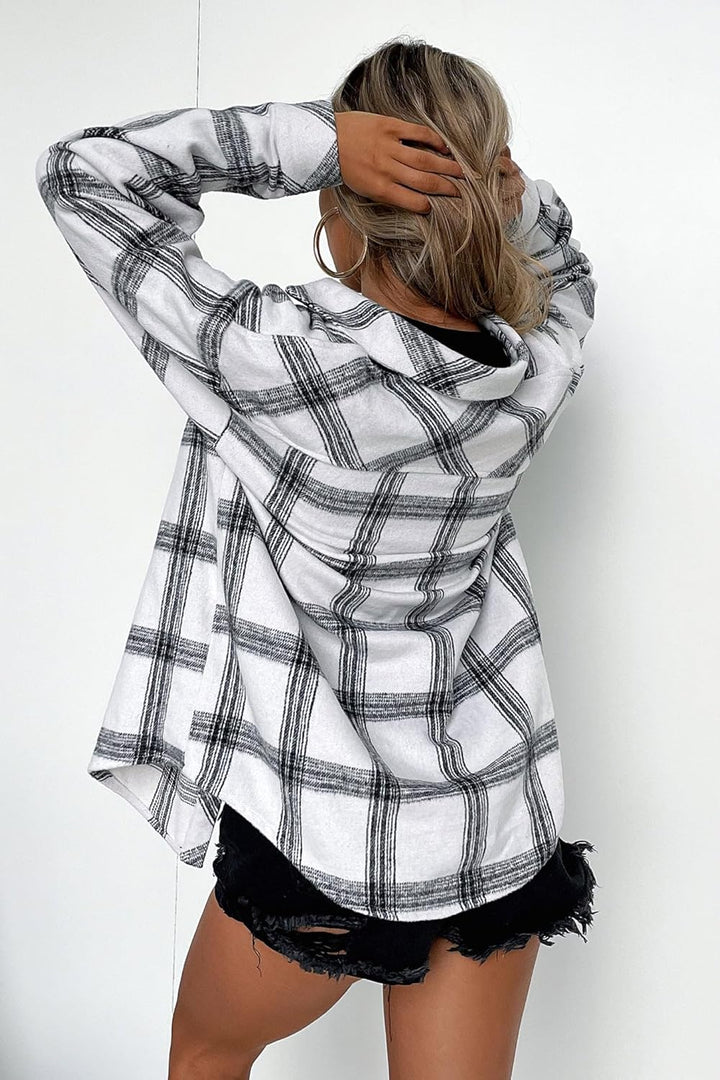 Zeagoo Damen Flanellhemd Karierte Hemdbluse Langarm Knopfleiste Flanell Bluse mit Tasche Lässige Kar