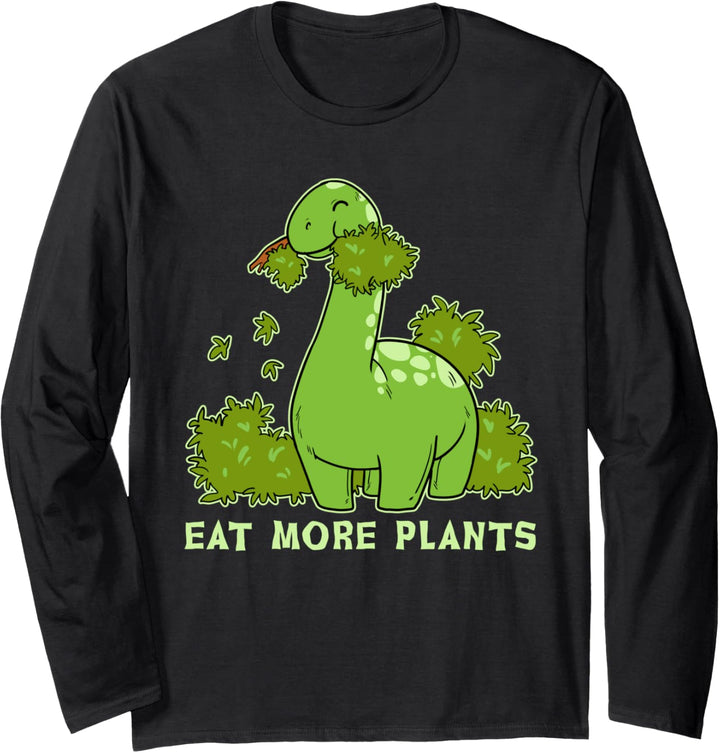 Vegan Dinosaurier Brontosaurus Isst Pflanzen Dino Vegetarier Langarmshirt