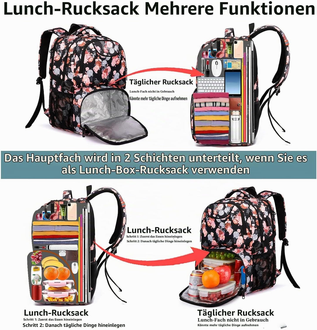 Rucksack Damen gross mit Laptopfach &amp; Anti Diebstahl Tasche für Ausflüge,wasserdicht Grosser 17 Zoll