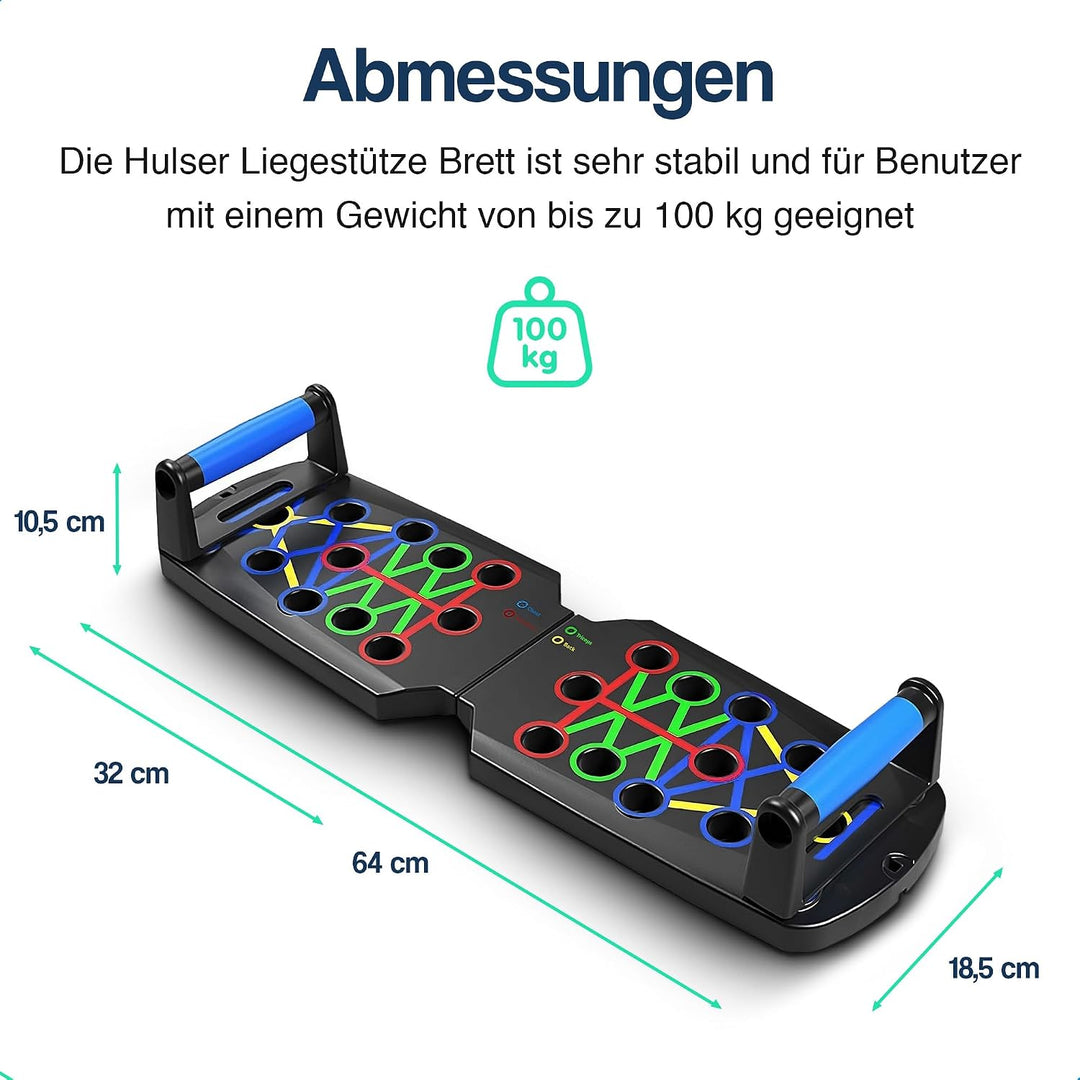 Hulser Liegestütze Brett - 14 in 1 - Faltbares Liegestütz-Brett - Push-up board für Krafttraining -
