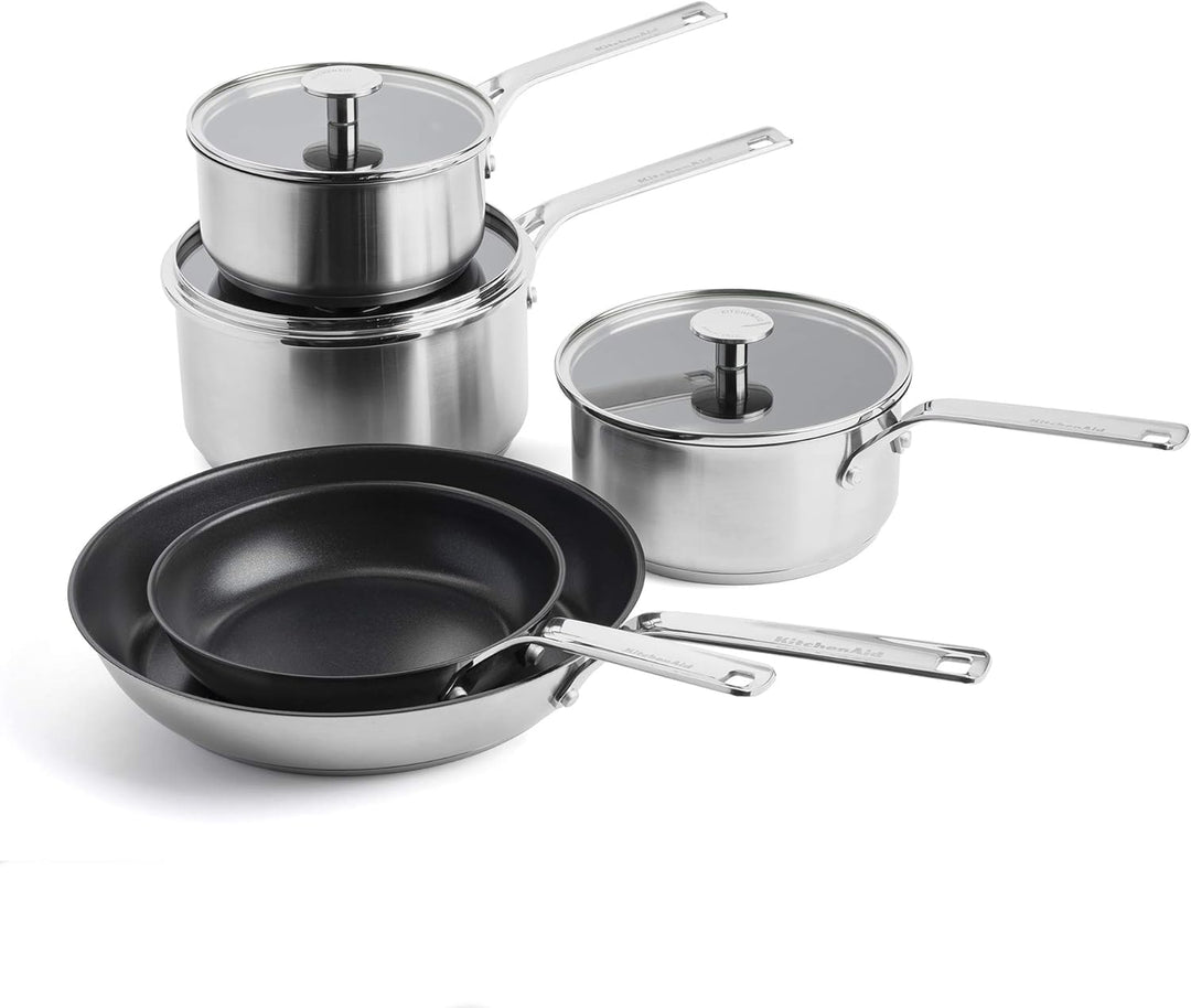 KitchenAid Stainless Steel Edelstahl 3-Schicht Antihaft 5-tlg. Kochgeschirr Set, Bratpfannen, Pfanne