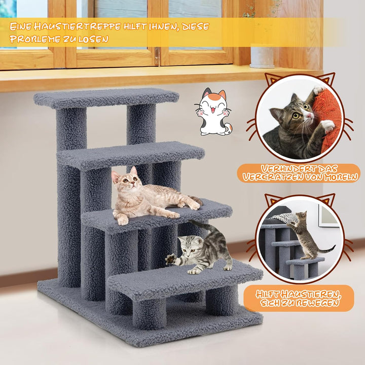 GOPLUS Tiertreppe Beige, Haustiertreppe Katzentreppe Hundetreppe Kletterbaum Katzenkratzbaum Spielba