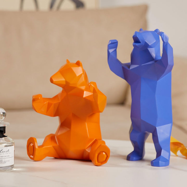 NENBOLEC Modern Skulptur Dekor Bär Statue Wohnzimmer Kunst Arts Polyresin Gelb Geschenk 23cm, Gelb