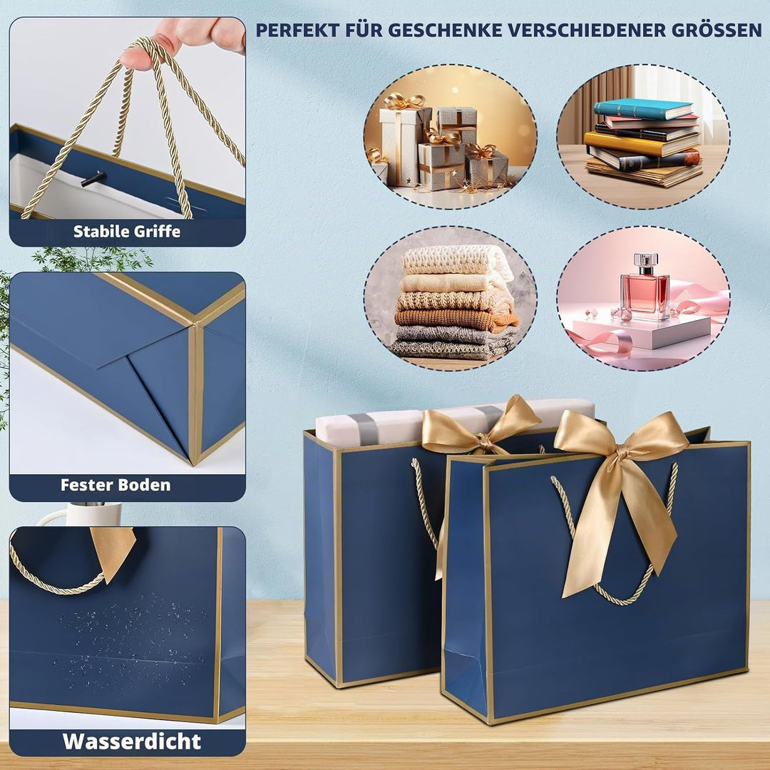 Geschenktüte mit Schleife,Geschenktüte Weiss,Geschenktaschen für Geburtstag, Hochzeit, Festivalfeier