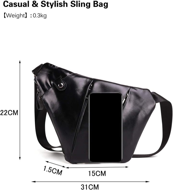 FANDARE Neu Brusttasche Segmentiert Schultertasche Herren Sling Bag Leder Crossover Rucksack Umhänge